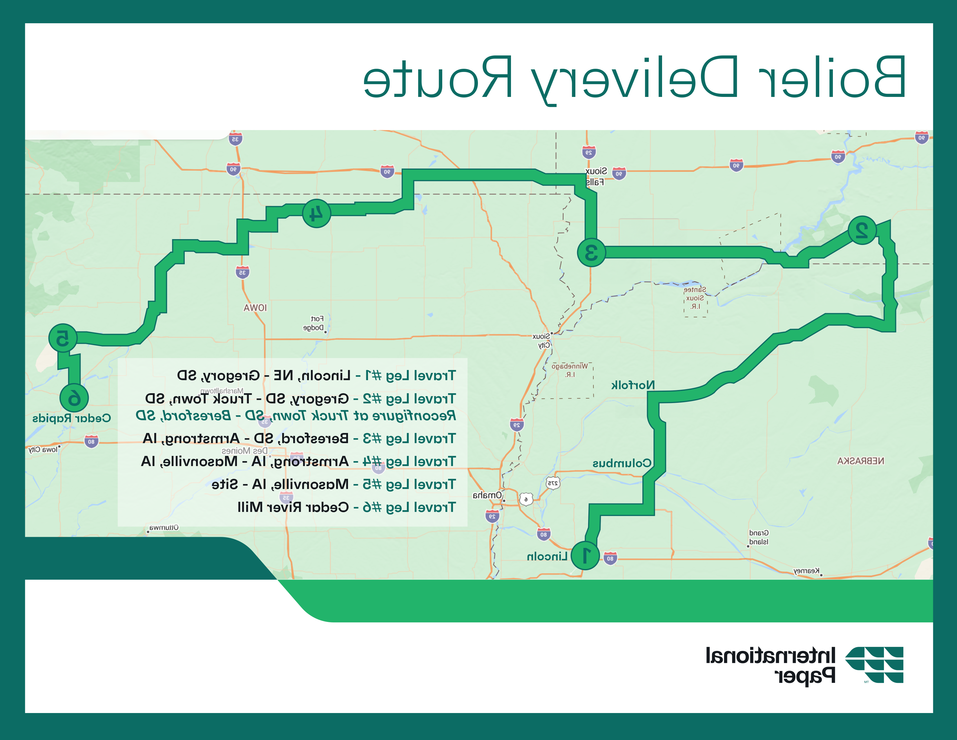 delivery route map for the boiler project